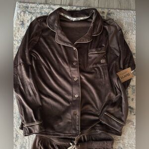Brown Velvet Pajama Top